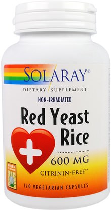 Solaray, Red Yeast Rice, 600 mg, 120 Veggie Caps ,والمكملات الغذائية، والأرز الخميرة الحمراء