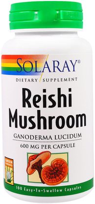 Solaray, Reishi Mushroom, 600 mg, 100 Capsules ,المكملات الغذائية، الفطر الطبية، الفطر ريشي، أدابتوغين