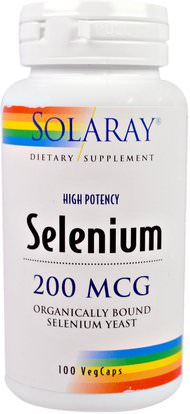 Solaray, Selenium, 200 mcg, 100 VegCaps ,المكملات الغذائية، مضادات الأكسدة، السيلينيوم