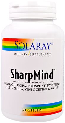 Solaray, SharpMind, 60 Capsules ,والصحة، واضطراب نقص الانتباه، إضافة، أدهد والدماغ والوظيفة المعرفية