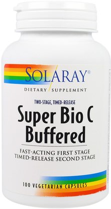 Solaray, Super Bio C Buffered, 100 Vegetarian Capsules ,الفيتامينات، فيتامين ج، فيتامين ج مخزنة
