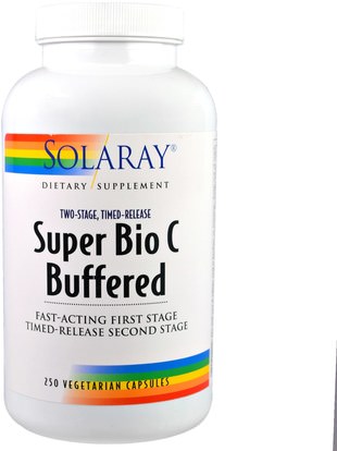 Solaray, Super Bio C Buffered, 250 Vegetarian Capsules ,الفيتامينات، فيتامين ج، فيتامين ج مخزنة