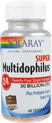 Solaray, Super Multidophilus 24, 30 Billion CFU, 60 Coated Vegcaps ,المكملات الغذائية، البروبيوتيك