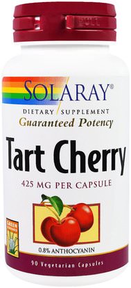 Solaray, Tart Cherry, 425 mg, 90 Veggie Caps ,المكملات الغذائية، مقتطفات الفاكهة، الكرز (الفاكهة السوداء البرية)