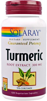 Solaray, Turmeric Root Extract, 300 mg, 120 Vegetarian Capsules ,المكملات الغذائية، مضادات الأكسدة، الكركمين، الكركم