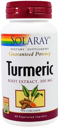 Solaray, Turmeric Root Extract, 300 mg, 60 Vegetarian Capsules ,المكملات الغذائية، مضادات الأكسدة، الكركمين، الكركم