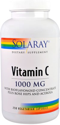 Solaray, Vitamin C, With Bioflavonoid Concentrate Plus Rose Hips and Acerola, 1000 mg, 250 Vegetarian Capsules ,الفيتامينات، فيتامين ج