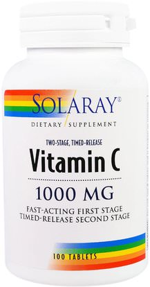 Solaray, Vitamin C, Two-Stage Timed-Release, 1,000 mg, 100 Tablets ,الفيتامينات، فيتامين ج