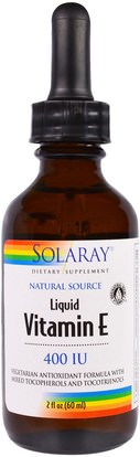 Solaray, Vitamin E, Liquid, 400 IU, 2 fl oz (60 ml) ,الفيتامينات، فيتامين ه، فيتامين ه السائل