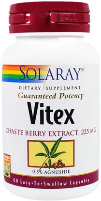 Solaray, Vitex, Chaste Berry Extract, 225 mg, 60 Easy-To-Swallow Capsules ,الأعشاب، التوت العفريت