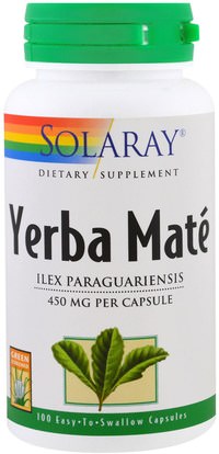 Solaray, Yerba Mate, 450 mg, 100 Easy to Swallow Capsules ,الطعام، شاي العشبية، يربا، تزاوج، الأعشاب