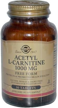 Solgar, Acetyl L-Carnitine, 1000 mg, 30 Tablets ,المكملات الغذائية، والأحماض الأمينية، ل كارنيتين، أسيتيل ل كارنيتين