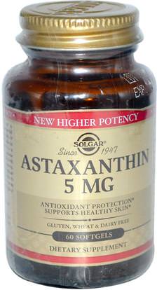 Solgar, Astaxanthin, 5 mg, 60 Softgels ,المكملات الغذائية، مضادات الأكسدة، أستازانتين