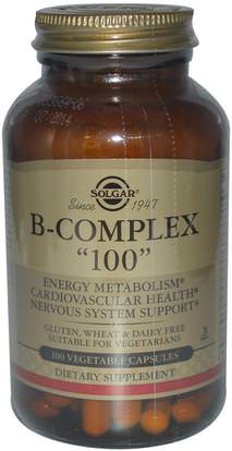 Solgar, B-Complex 100, 100 Vegetable Capsules ,والصحة، والطاقة، والفيتامينات، وفيتامين ب المعقدة