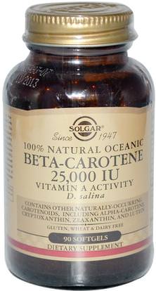 Solgar, Beta-Carotene, 25,000 IU, 90 Softgels ,والمكملات الغذائية، ومضادات الأكسدة، فيتامين (أ)، بيتا كاروتين