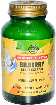 Solgar, Bilberry Berry Extract, 60 Vegetable Capsules ,الصحة، العناية بالعيون، العناية بالعيون، التوت