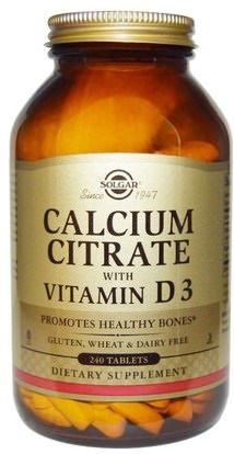 Solgar, Calcium Citrate with Vitamin D3, 240 Tablets ,المكملات الغذائية، المعادن، سيترات الكالسيوم