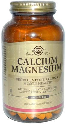 Solgar, Calcium Magnesium, 250 Tablets ,والمكملات الغذائية، والمعادن، والكالسيوم والمغنيسيوم