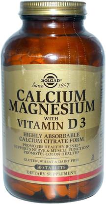 Solgar, Calcium Magnesium with Vitamin D3, 300 Tablets ,المكملات الغذائية، والمعادن، والكالسيوم