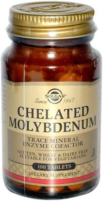 Solgar, Chelated Molybdenum, 100 Tablets ,المكملات الغذائية، مضادات الأكسدة، السيلينيوم، الموليبدينوم، المعادن