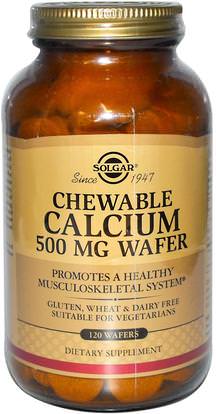 Solgar, Chewable Calcium, 500 mg, 120 Wafers ,المكملات الغذائية، المعادن، الكالسيوم، الكالسيوم مضغ