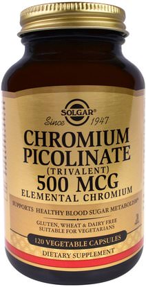 Solgar, Chromium Picolinate, 500 mcg, 120 Vegetable Capsules ,المكملات الغذائية، المعادن، بيكولينات الكروم