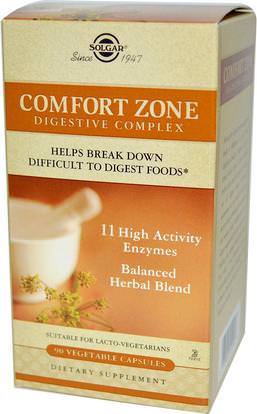 Solgar, Comfort Zone Digestive Complex, 90 Vegetable Capsules ,والمكملات الغذائية، والإنزيمات الهاضمة