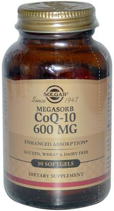 Solgar, CoQ-10 (Coenzyme Q-10), 600 mg, 30 Softgels ,المكملات الغذائية، أنزيم q10، coq10 600 ملغ
