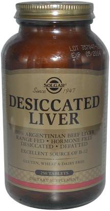 Solgar, Desiccated Liver, 250 Tablets ,والمكملات الغذائية، ومنتجات الكبد
