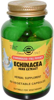 Solgar, Echinacea Herb Extract, 60 Vegetable Capsules ,والمكملات الغذائية، والمضادات الحيوية، كبسولات إشنسا أقراص