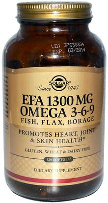 Solgar, EFA, Omega 3-6-9, 1300 mg, 120 Softgels ,المكملات الغذائية، إيفا أوميجا 3 6 9 (إيبا دا)، أوميغا 369 قبعات / علامات التبويب