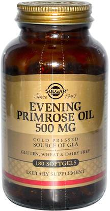 Solgar, Evening Primrose Oil, 500 mg, 180 Softgels ,المكملات الغذائية، إيفا أوميجا 3 6 9 (إيبا دا)، زيت زهرة الربيع المسائية