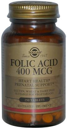 Solgar, Folic Acid, 400 mcg, 250 Tablets ,الفيتامينات، حمض الفوليك