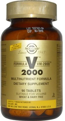 Solgar, Formula VM-2000, Multinutrient Formula, 90 Tablets ,الفيتامينات، الفيتامينات المتعددة، سولغار كم 2000