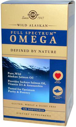 Solgar, Full Spectrum Omega, Wild Alaskan, 120 Softgels ,المكملات الغذائية، إيفا أوميجا 3 6 9 (إيبا دا)، زيت السلمون