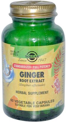 Solgar, Ginger Root Extract, 60 Vegetable Capsules ,الأعشاب، جذر الزنجبيل