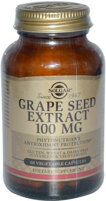 Solgar, Grape Seed Extract, 100 mg, 60 Vegetable Capsules ,المكملات الغذائية، مضادات الأكسدة، استخراج بذور العنب