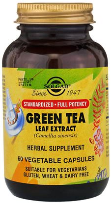 Solgar, Green Tea Leaf Extract, 60 Vegetable Capsules ,المكملات الغذائية، مضادات الأكسدة، الشاي الأخضر