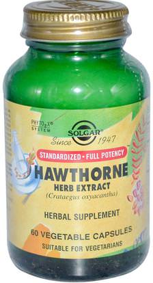 Solgar, Hawthorne Herb Extract, 60 Vegetable Capsules ,الأعشاب، الزعرور
