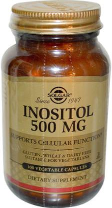 Solgar, Inositol, 500 mg, 100 Vegetable Capsules ,الفيتامينات، فيتامين ب، إينوزيتول