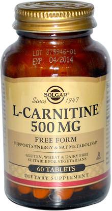 Solgar, L-Carnitine, 500 mg, 60 Tablets ,المكملات الغذائية، والأحماض الأمينية، ل كارنيتين