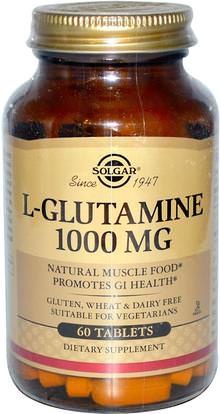 Solgar, L-Glutamine, 1000 mg, 60 Tablets ,والمكملات، والأحماض الأمينية، ل الجلوتامين، وأقراص الجلوتامين ل