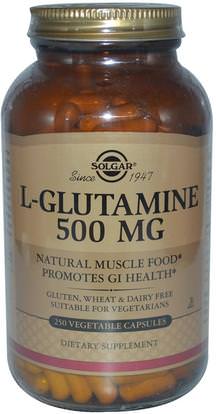 Solgar, L-Glutamine, 500 MG, 250 Vegetable Capsules ,المكملات الغذائية، والأحماض الأمينية، ل الجلوتامين، ل غلوتامين قبعات