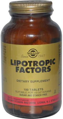 Solgar, Lipotropic Factors, 100 Tablets ,وفقدان الوزن، والنظام الغذائي، شحمي