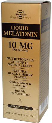 Solgar, Liquid Melatonin, Natural Black Cherry Flavor, 10 mg, 2 fl oz (59 ml) ,المكملات الغذائية، الميلاتونين السائل