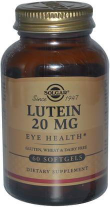 Solgar, Lutein, 20 mg, 60 Softgels ,المكملات الغذائية، مضادات الأكسدة، اللوتين