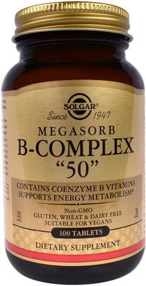 Solgar, Megasorb B-Complex 50, 100 Tablets ,الفيتامينات، فيتامين ب المعقدة