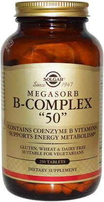 Solgar, Megasorb B-Complex 50, 250 Tablets ,الفيتامينات، فيتامين ب المعقدة، فيتامين ب معقدة 50