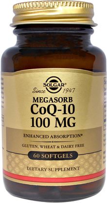 Solgar, Megasorb CoQ-10, 100 mg, 60 Softgels ,المكملات الغذائية، أنزيم q10، coq10