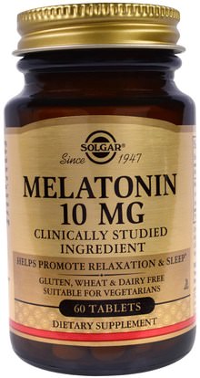 Solgar, Melatonin, 10 mg, 60 Tablets ,المكملات الغذائية، الميلاتونين